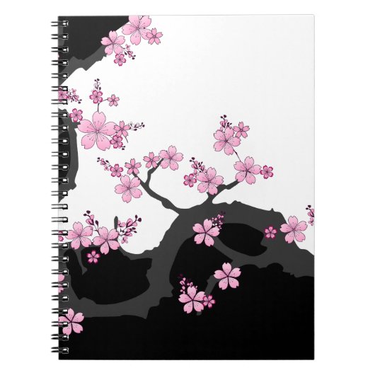 Carnet Kimono japonais Sakura noir et blanc (Devant)