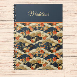 Carnet Kimono Turquoise Floral de style japonais