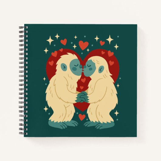 Carnet Kissing Yeti's Cryptid Valentine's Day Notebook (Devant)