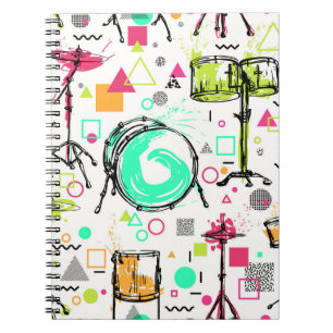 Carnet Kit Tambour : Aquarelle Memphis Retro.