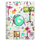 Carnet Kit Tambour : Aquarelle Memphis Retro. (Devant)