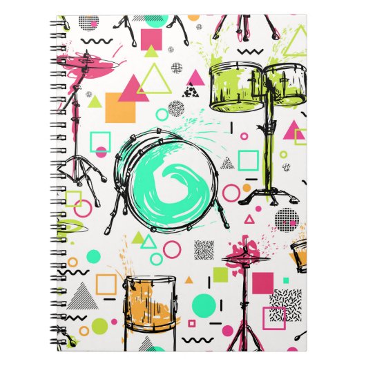 Carnet Kit Tambour : Aquarelle Memphis Retro. (Devant)