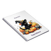 Carnet Kitten d'Halloween noir avec Citrouilles et Casque (Côté Droit)