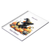 Carnet Kitten d'Halloween noir avec Citrouilles et Casque (Côté gauche)