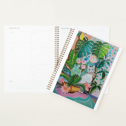 Carnet Kitty blanche dans la verdure (Devant avec enveloppe)