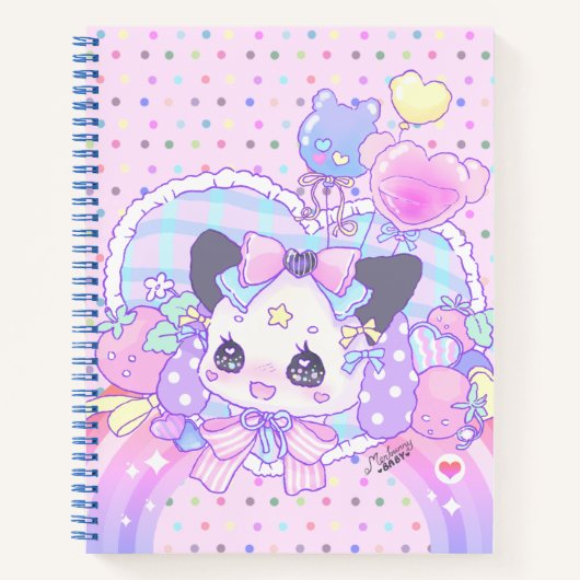 Carnet Kitty bunny - fairy kei, kawaii mignon, rose paste (Devant)