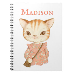 Carnet Kitty Cat Girly Vintage Nom de la mignonne Personn