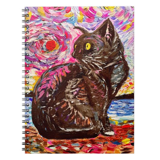 Carnet Kitty Noir Nuit Étoilée (Devant)