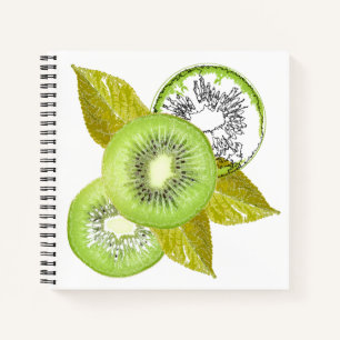 Carnet Kiwi, fruité, vert et blanc, frais, juteux, blanc