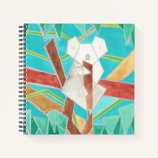 Carnet Koala dans l'arbre, art abstrait original (Devant)