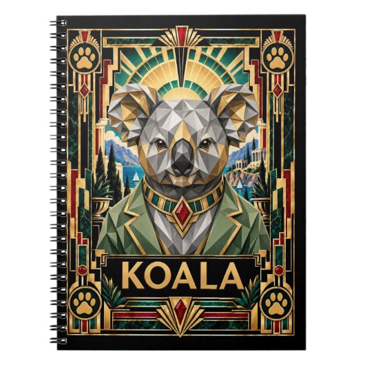 Carnet Koala, faune Art déco (Devant)