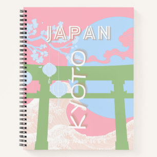 Carnet Kyoto Japan Travel Art, Pastel Travel Art