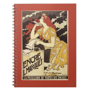 Carnet L. Marquet Ink Rouge-A dirigé la femme et l'harpe