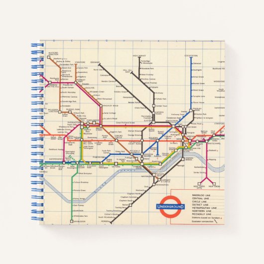 Carnet La carte métro de Londres (Devant)
