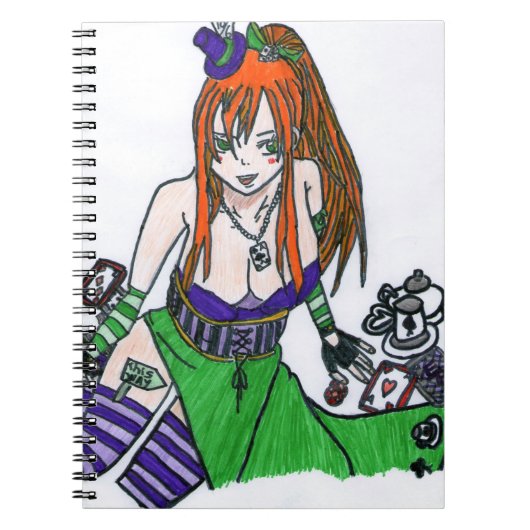 Carnet la chapelière folle en version manga (Devant)