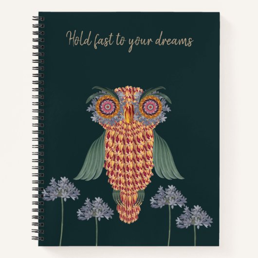 Carnet La chouette de sagesse et de fleurs (Devant)
