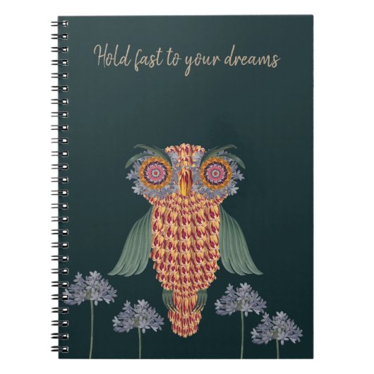 Carnet La chouette de sagesse et de fleurs (Devant)
