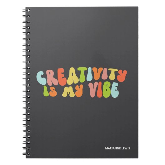 Carnet La créativité est ma vibration, artiste créatif ou (Devant)