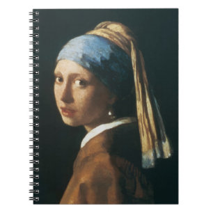 Carnet La fille avec une boucle d'oreille de perle