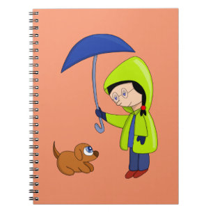 Carnet La fille et le chien un jour pluvieux
