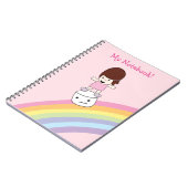 Carnet La fille mignonne surfe l'arc-en-ciel sur le (Côté gauche)