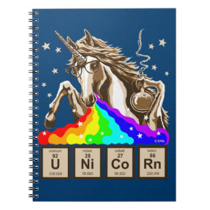 Carnet La licorne de chimie vomit l'arc-en-ciel