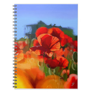 Carnet La maison aux coquelicots - peinture à l'huile