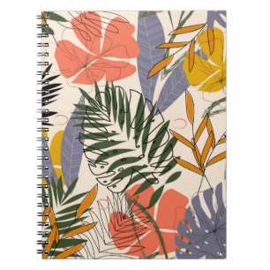 Carnet La motif originale avec feuilles tropicaux et plan