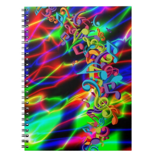 Carnet la musique colorée note l'arrière - plan lumineux (Devant)