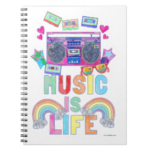 Carnet La musique est Life Slogan Cool Retro Art Design