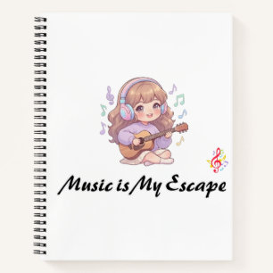 Carnet La musique est mon échappatoire Jolie fille anime