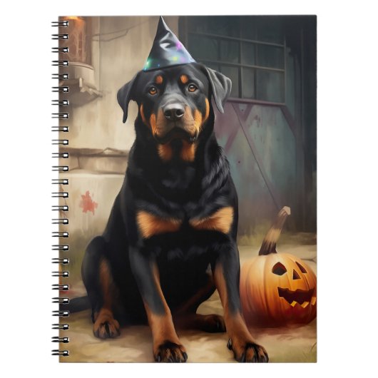 Carnet La peur de l'Halloween Citrouille de Rottweiler (Devant)