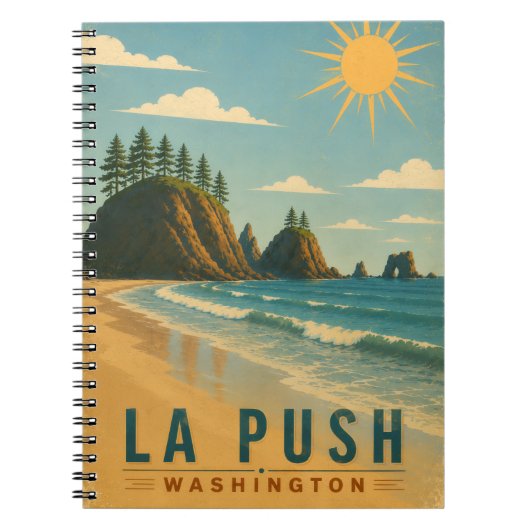 Carnet La Push, Bébé! Affiche d'art de voyage côtier vint (Devant)