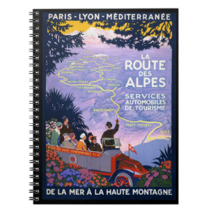 Carnet La route des Alpes Vintage Travel Poster