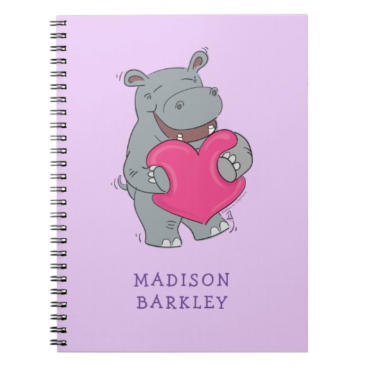 Carnet La Saint-Valentin mignonne de l'enfant hippopotame (Devant)