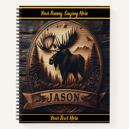 Carnet La sculpture sur orignal en bois foncé (Devant)