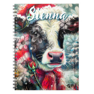 Carnet La vache rêve de temps chaud Floral Personnalisé