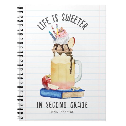 Carnet La vie est plus douce en 2e année Milkshake enseig (Devant)