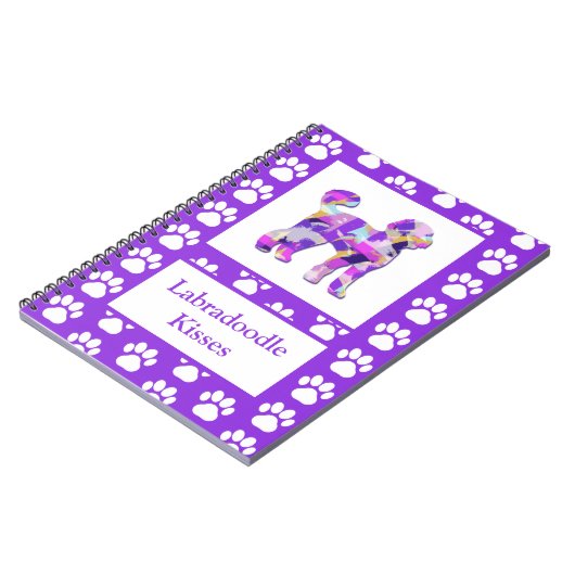 Carnet Labradoodé mignon chien Silhouette Paw Purple PY&B (Côté gauche)
