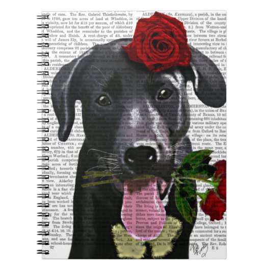 Carnet Labrador noir avec Rose (Devant)