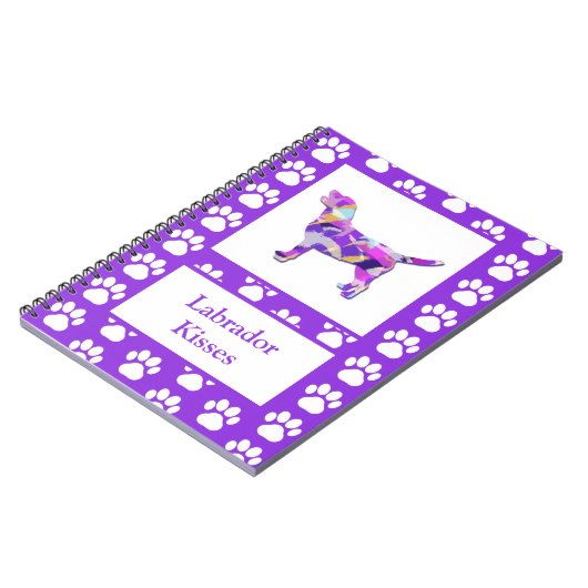 Carnet Labrador Retriever Chien Silhouette Paw Purple PY& (Côté gauche)