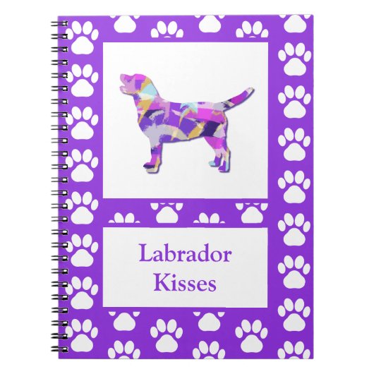 Carnet Labrador Retriever Chien Silhouette Paw Purple PY& (Devant)