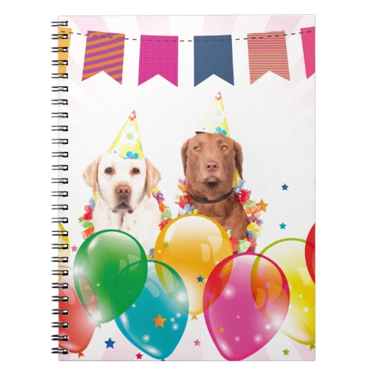 Carnet Labrador Retriever Dog Balloons Anniversaire (Devant)