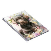 Carnet Labrador Retriever marron et fleurs à l'aquarelle (Côté Droit)
