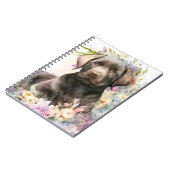 Carnet Labrador Retriever marron et fleurs à l'aquarelle (Côté gauche)
