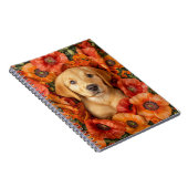 Carnet Labrador x Chiot doré collé dans des coquelicots (Côté Droit)
