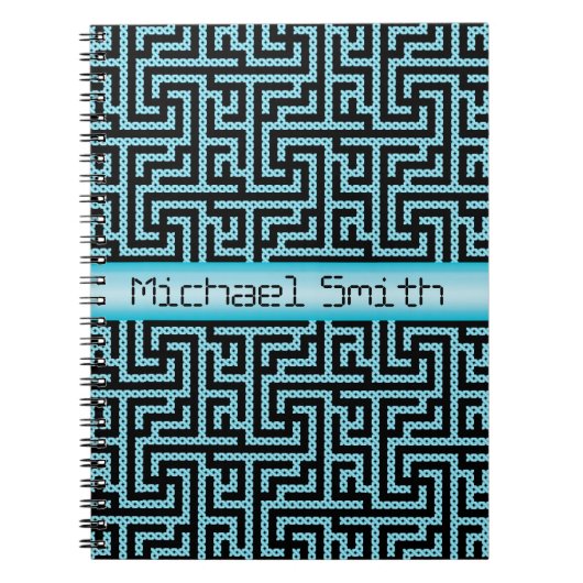 Carnet Labyrinthe bleu et noir (Devant)