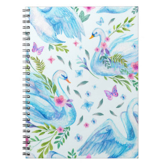 Carnet Lac de cygne, aquarelle mignonne motif sans coutur