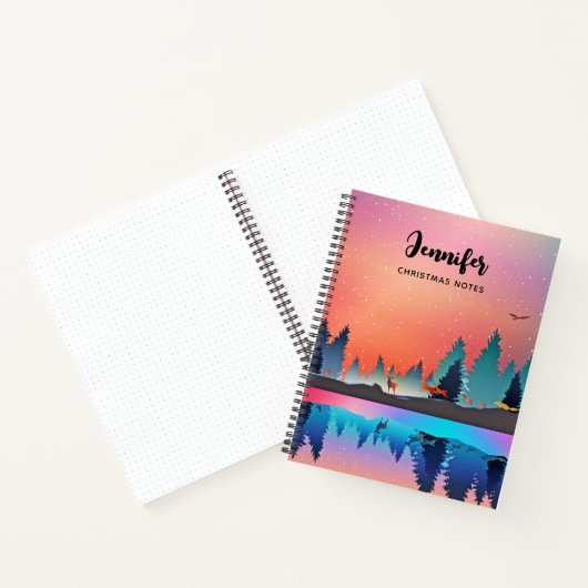 Carnet Lac d'hiver pittoresque avec Cerf (Intérieur)