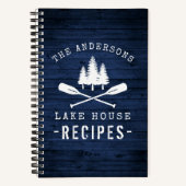 Carnet Lac House Bateau Oars Trees Blue Wood Mini Recette (Recto)